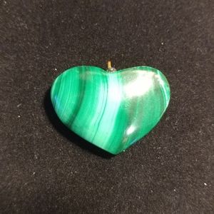 Pendant Malachite Heart, 3 dimensional